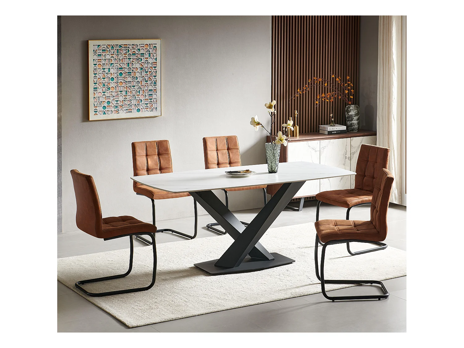 Krzesła do jadalni zestaw 2 szt. - tkanina i metal - brązowe - PARIANA