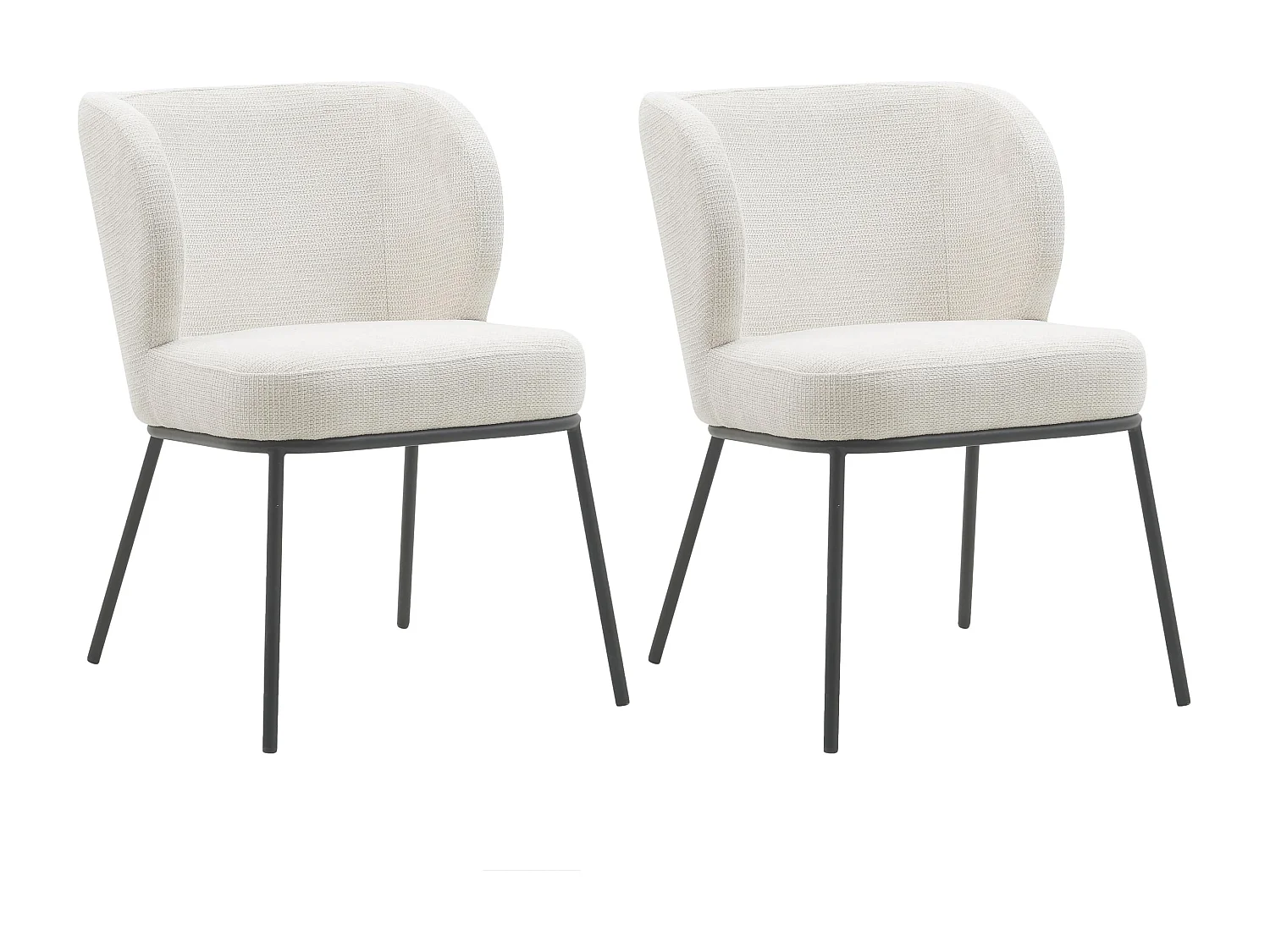 Conjunto de 2 cadeiras de jantar - Tecido e metal - Bege - TONG