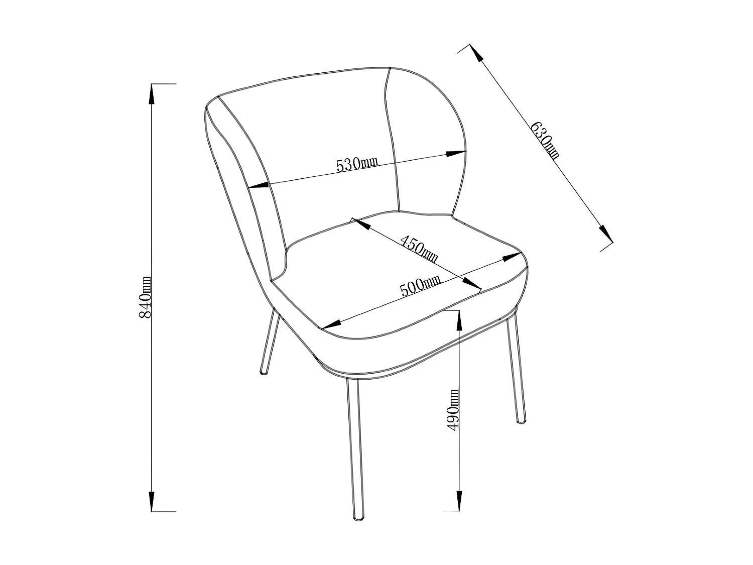 Conjunto de 2 cadeiras de jantar - Tecido e metal - Bege - TONG