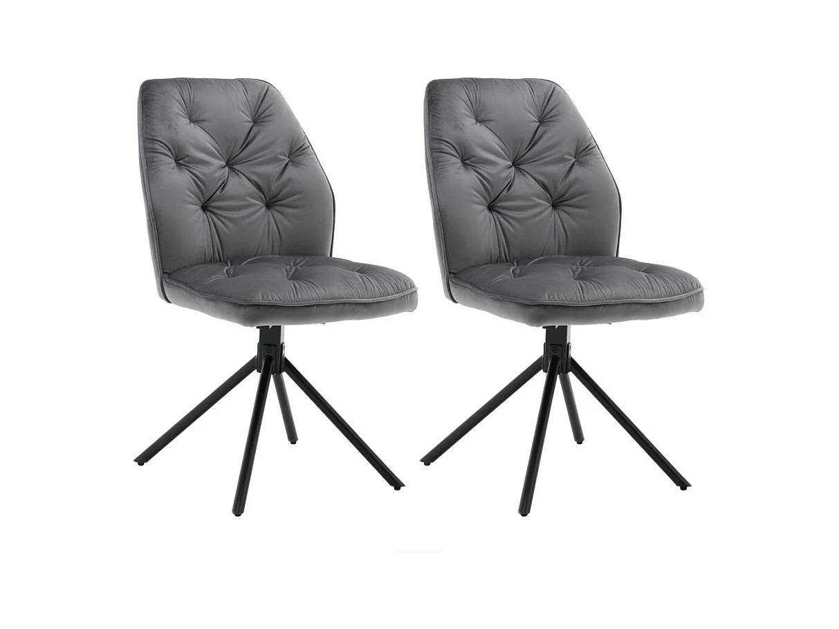 Lot de 2 chaises de salle à manger - tissu et métal - gris - GERST