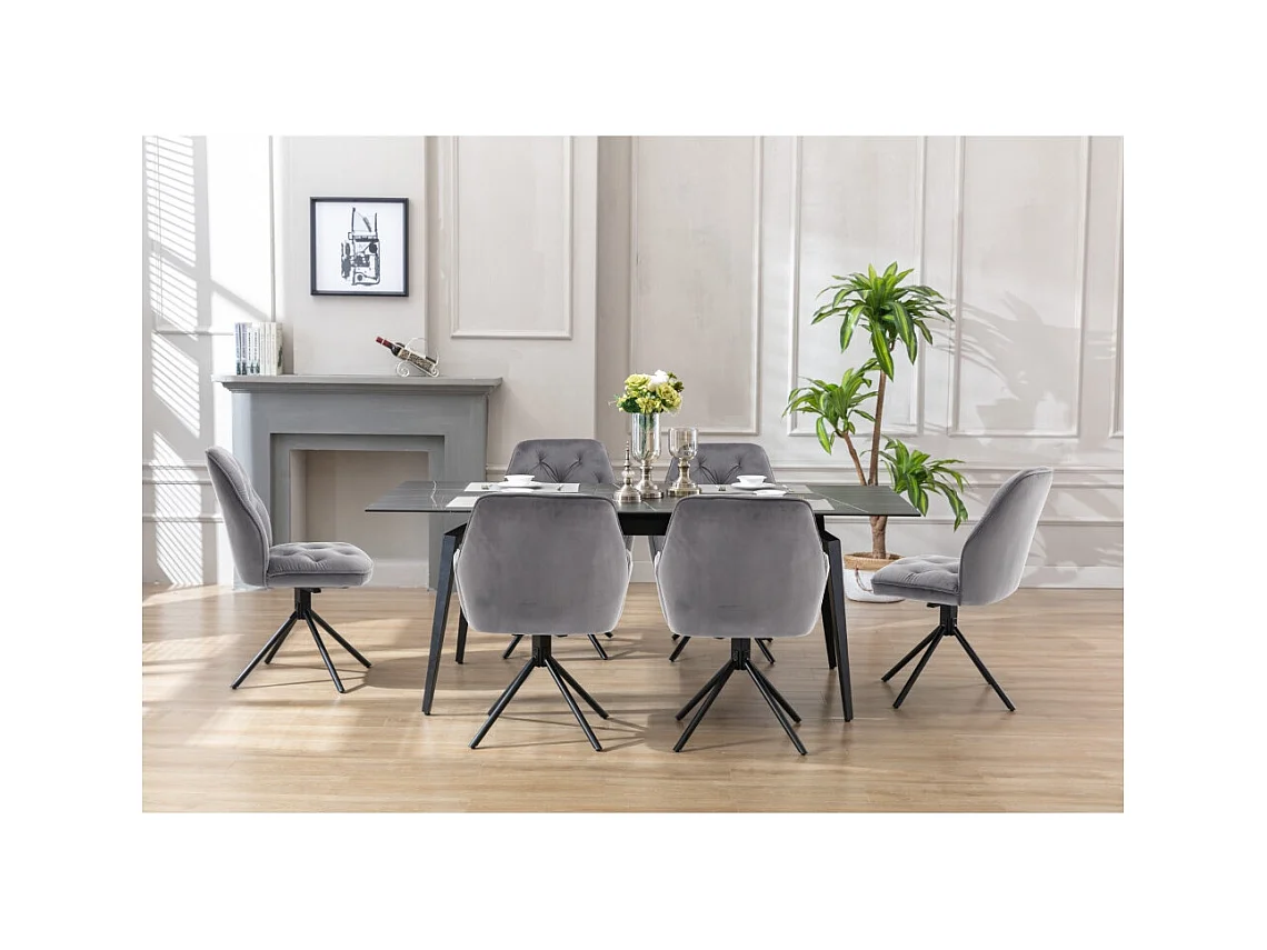Lot de 2 chaises de salle à manger - tissu et métal - gris - GERST