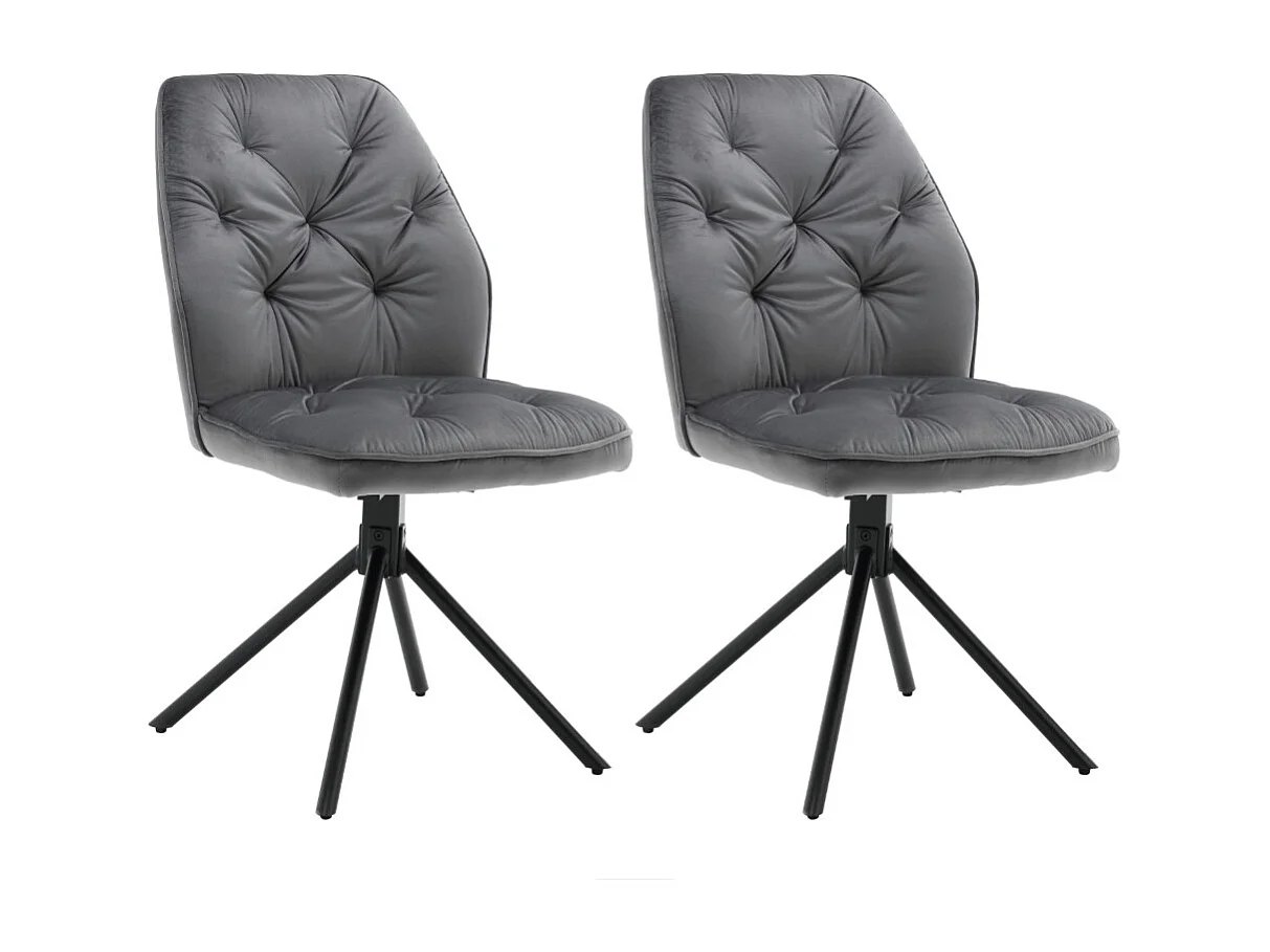 Lot de 2 chaises de salle à manger - tissu et métal - gris - GERST
