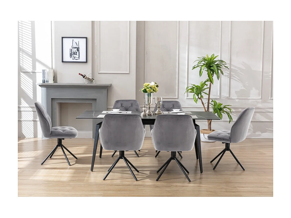 Lot de 2 chaises de salle à manger - tissu et métal - gris - GERST