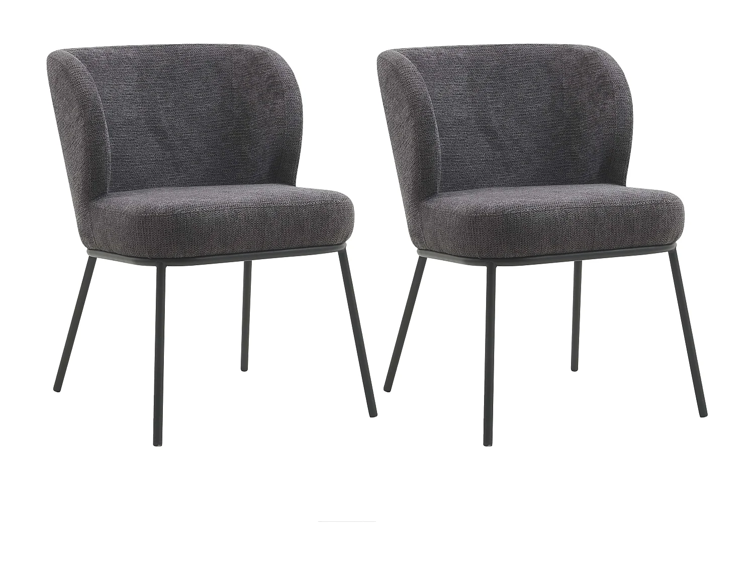 Set di 2 sedie da pranzo in tessuto e metallo - antracite - TONG