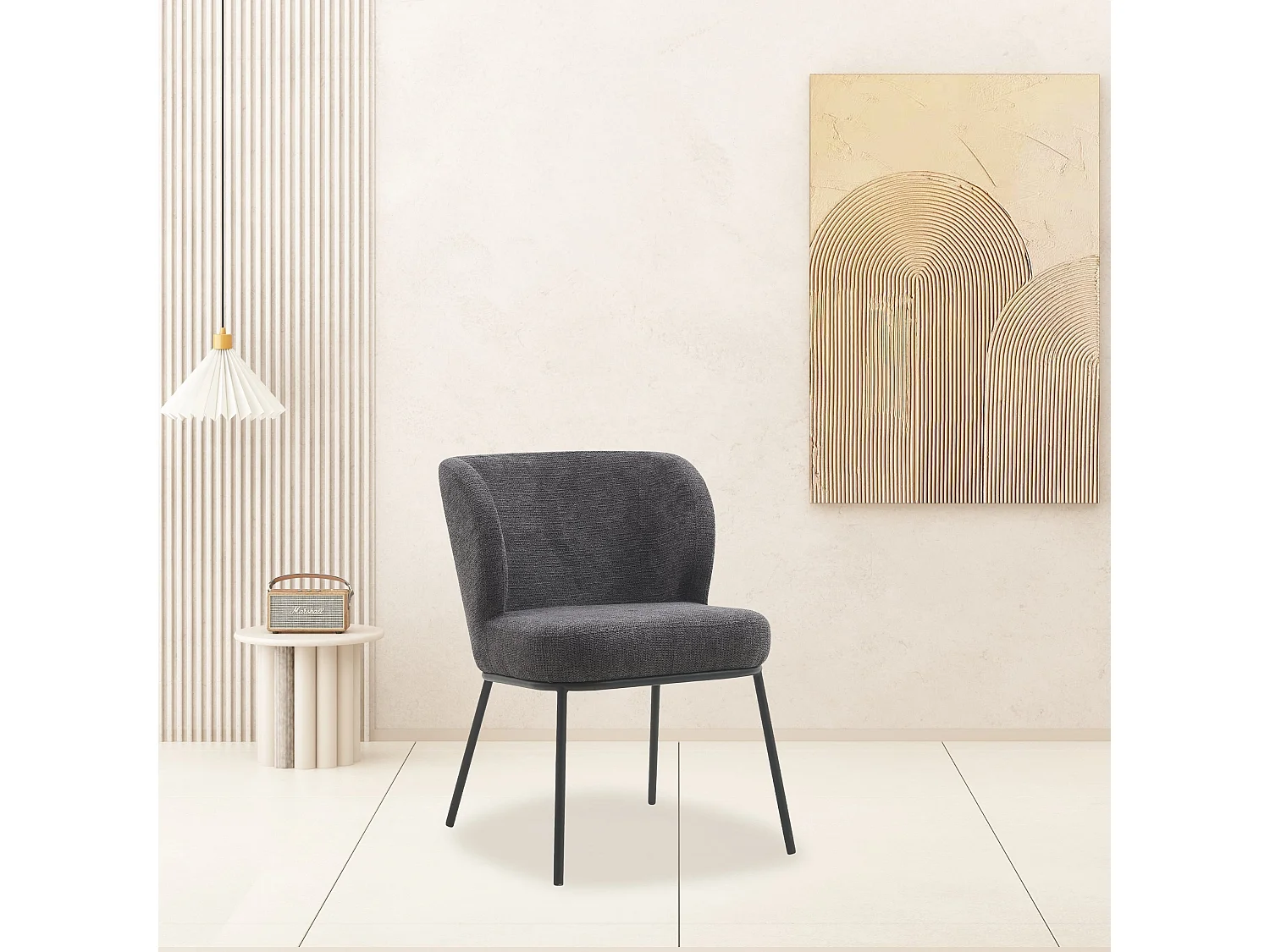 Set di 2 sedie da pranzo in tessuto e metallo - antracite - TONG