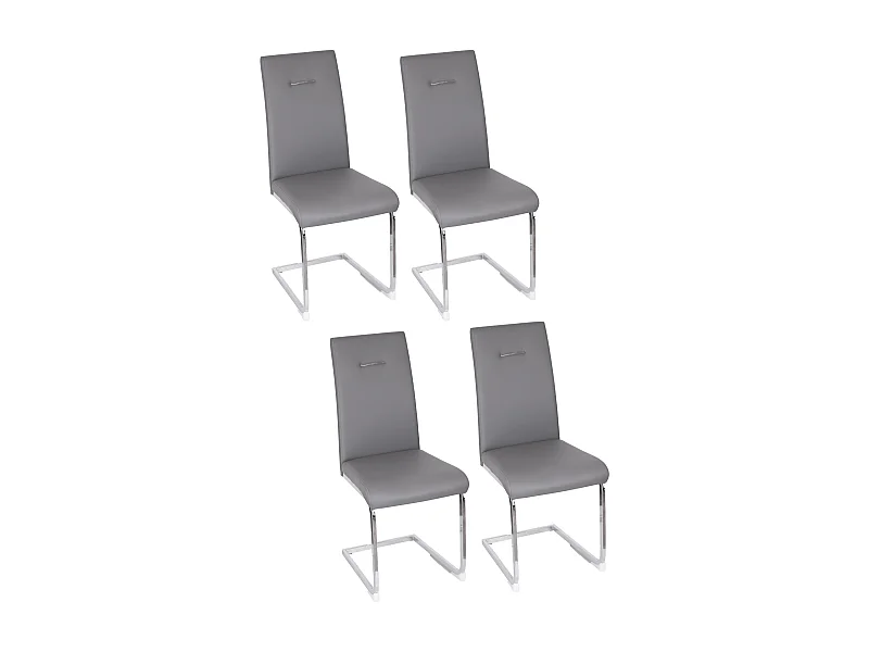 Esszimmerstuhl 4er-Set - Künstliches Leder - grau - MARTHA