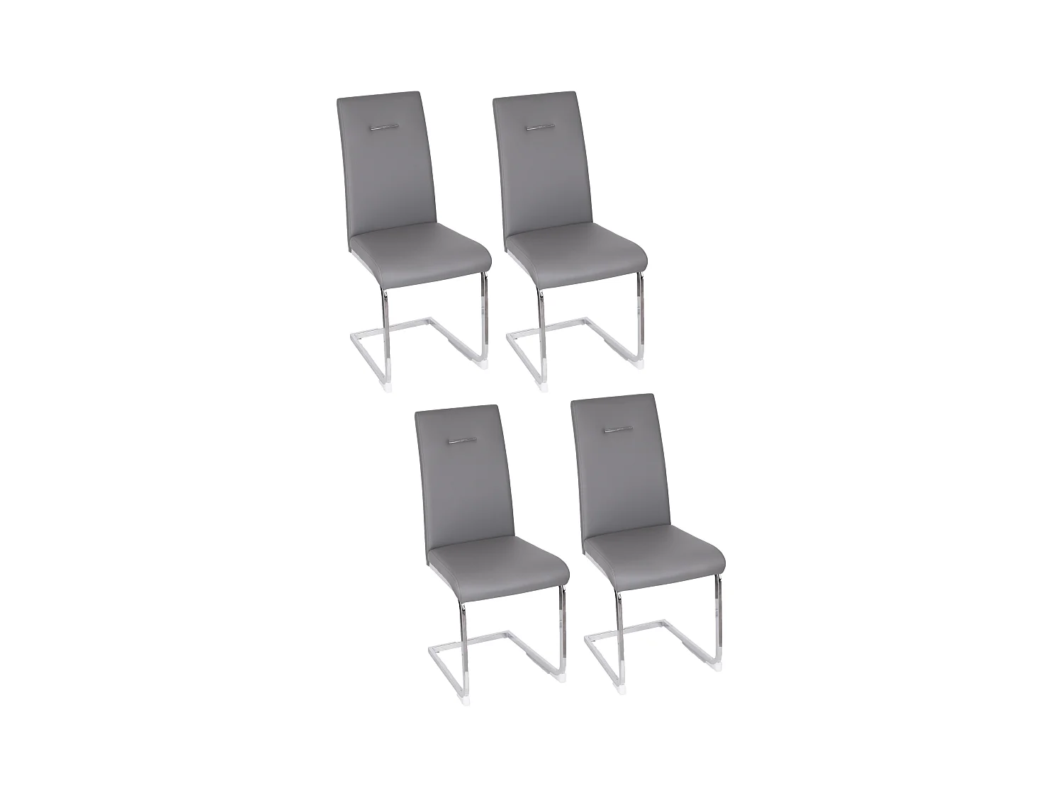 Lot de 4 chaises de salle à manger - cuir synthétique - gris - MARTHA