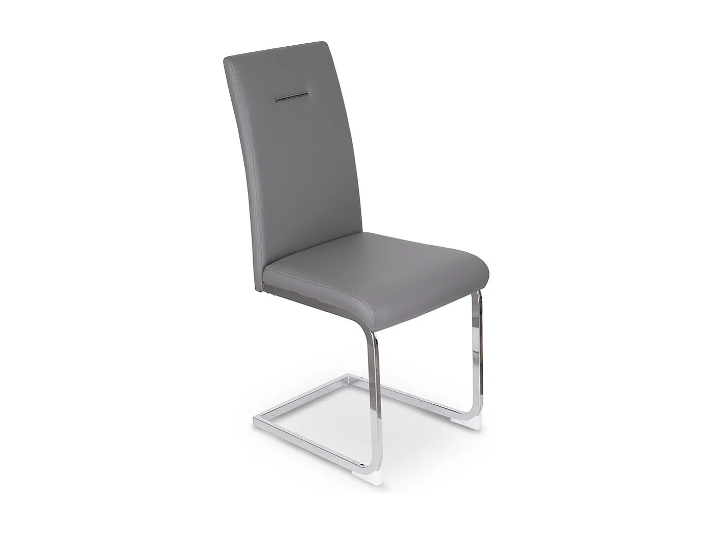 Lot de 4 chaises de salle à manger - cuir synthétique - gris - MARTHA