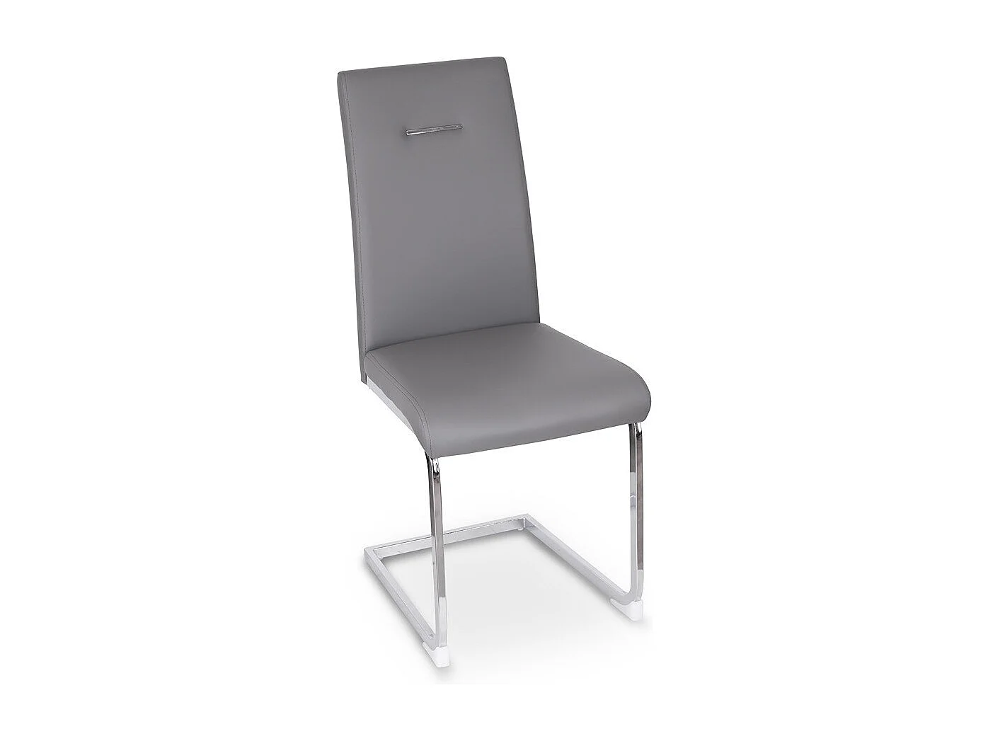 Lot de 4 chaises de salle à manger - cuir synthétique - gris - MARTHA