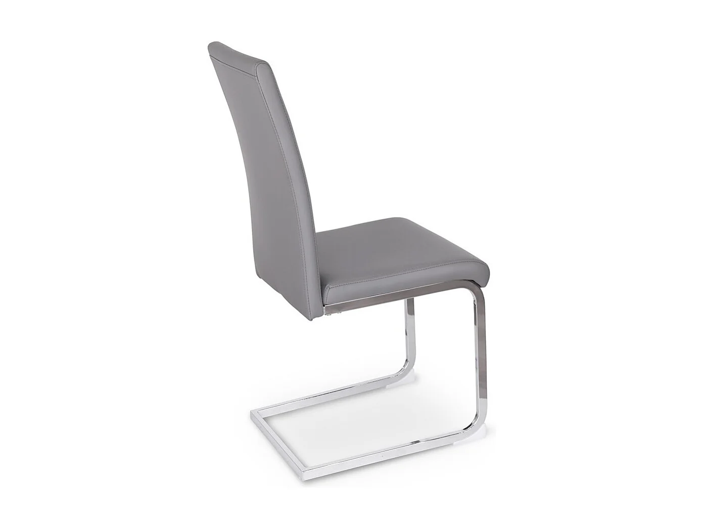 Lot de 4 chaises de salle à manger - cuir synthétique - gris - MARTHA