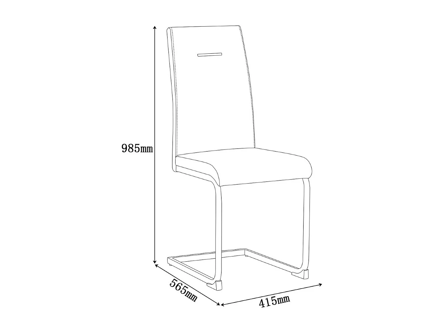 Lot de 4 chaises de salle à manger - cuir synthétique - gris - MARTHA
