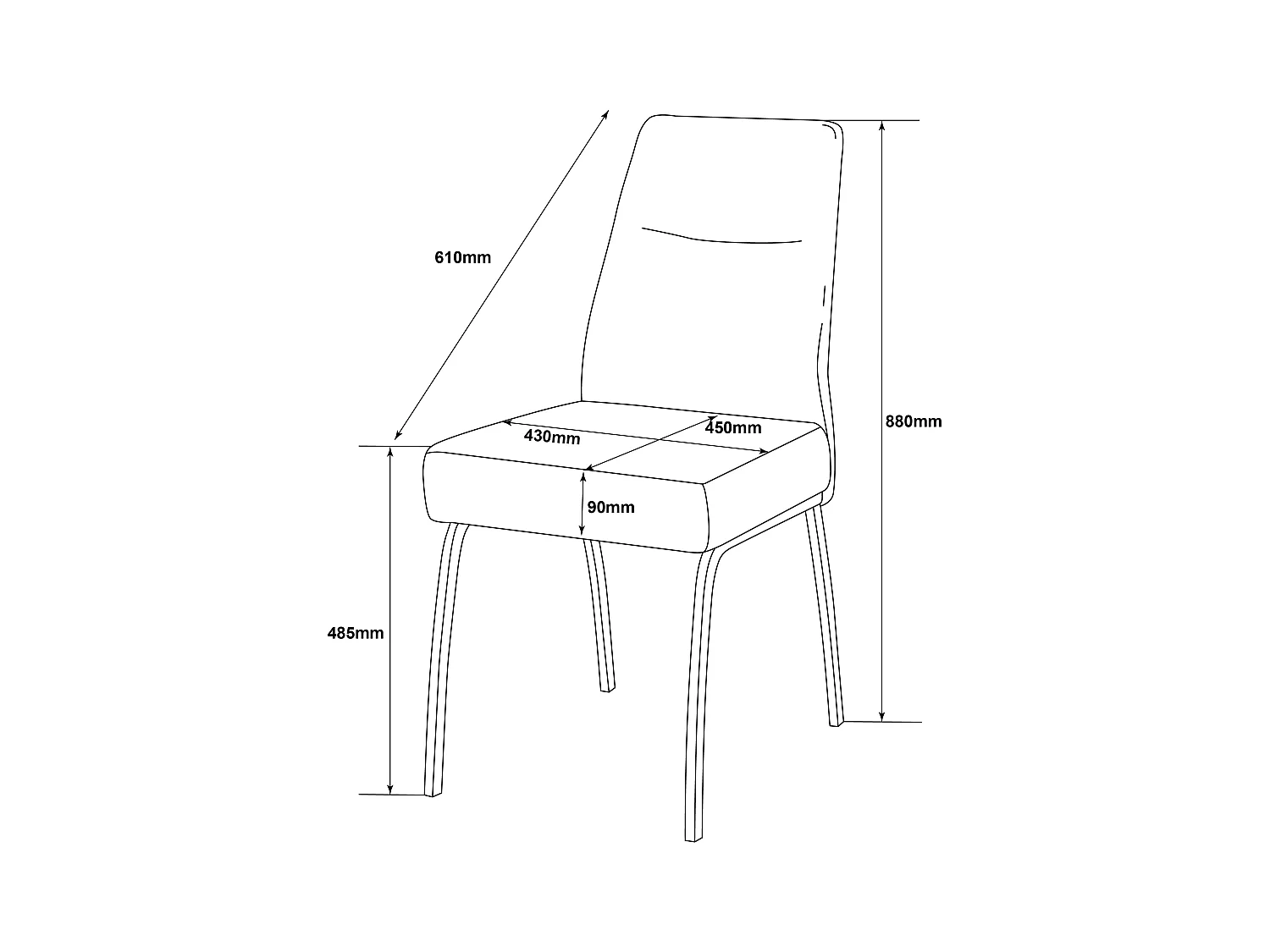 Lot de 2 chaises de salle à manger - tissu et métal - gris - ANABEL