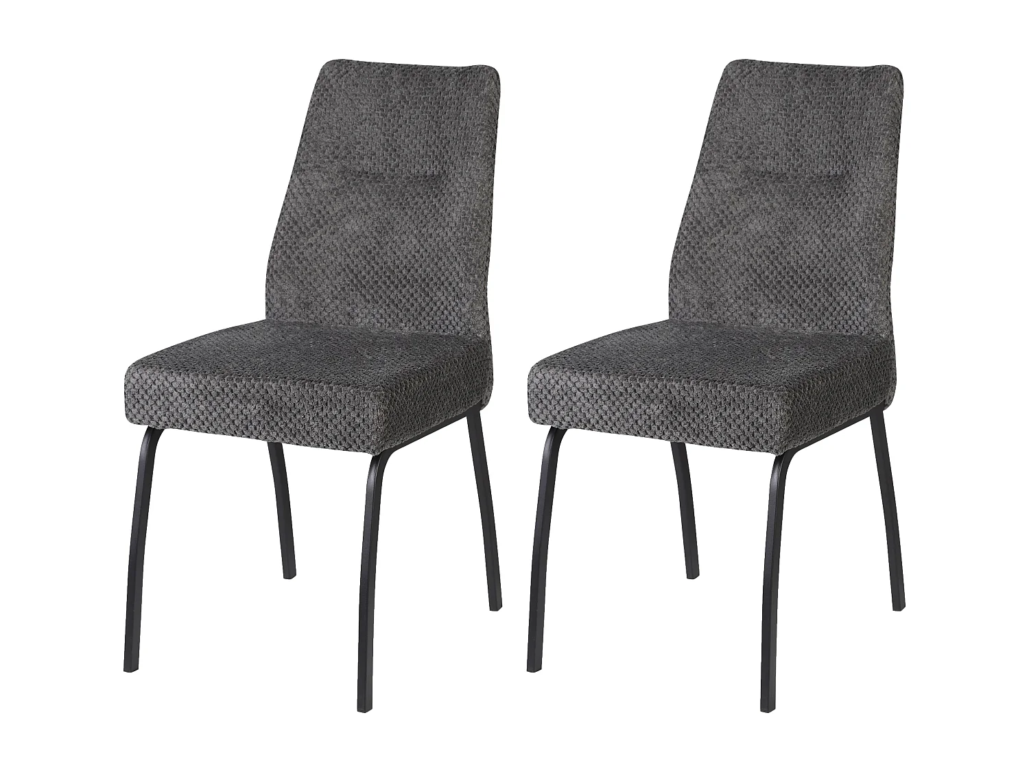Lot de 2 chaises de salle à manger - tissu et métal - gris - ANABEL