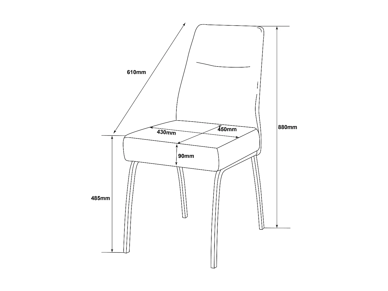 Lot de 2 chaises de salle à manger - tissu et métal - gris - ANABEL