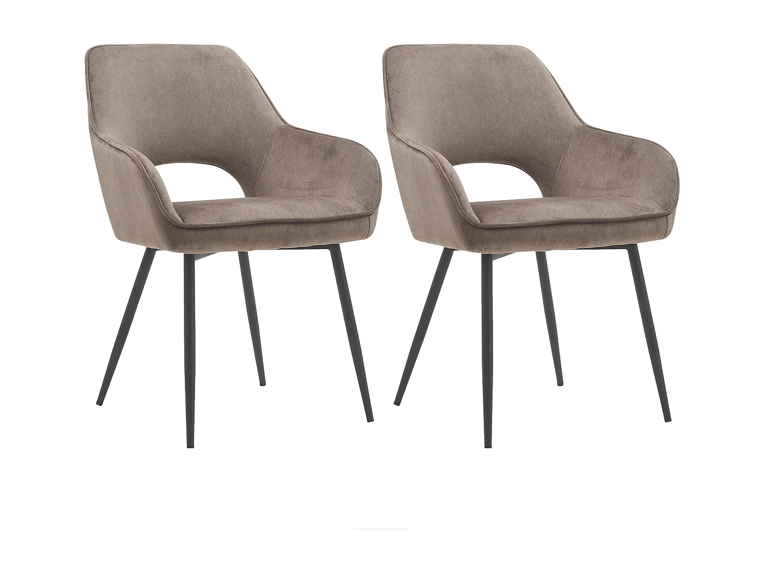 Lot de 2 chaises de salle à manger - tissu et métal - marron - TERON