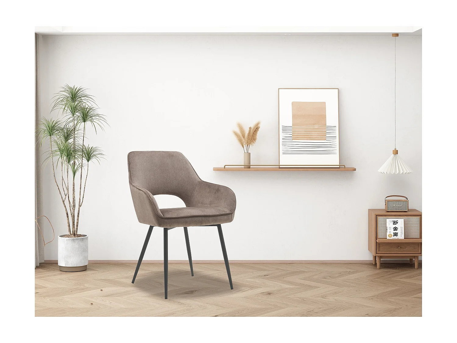 Lot de 2 chaises de salle à manger - tissu et métal - marron - TERON