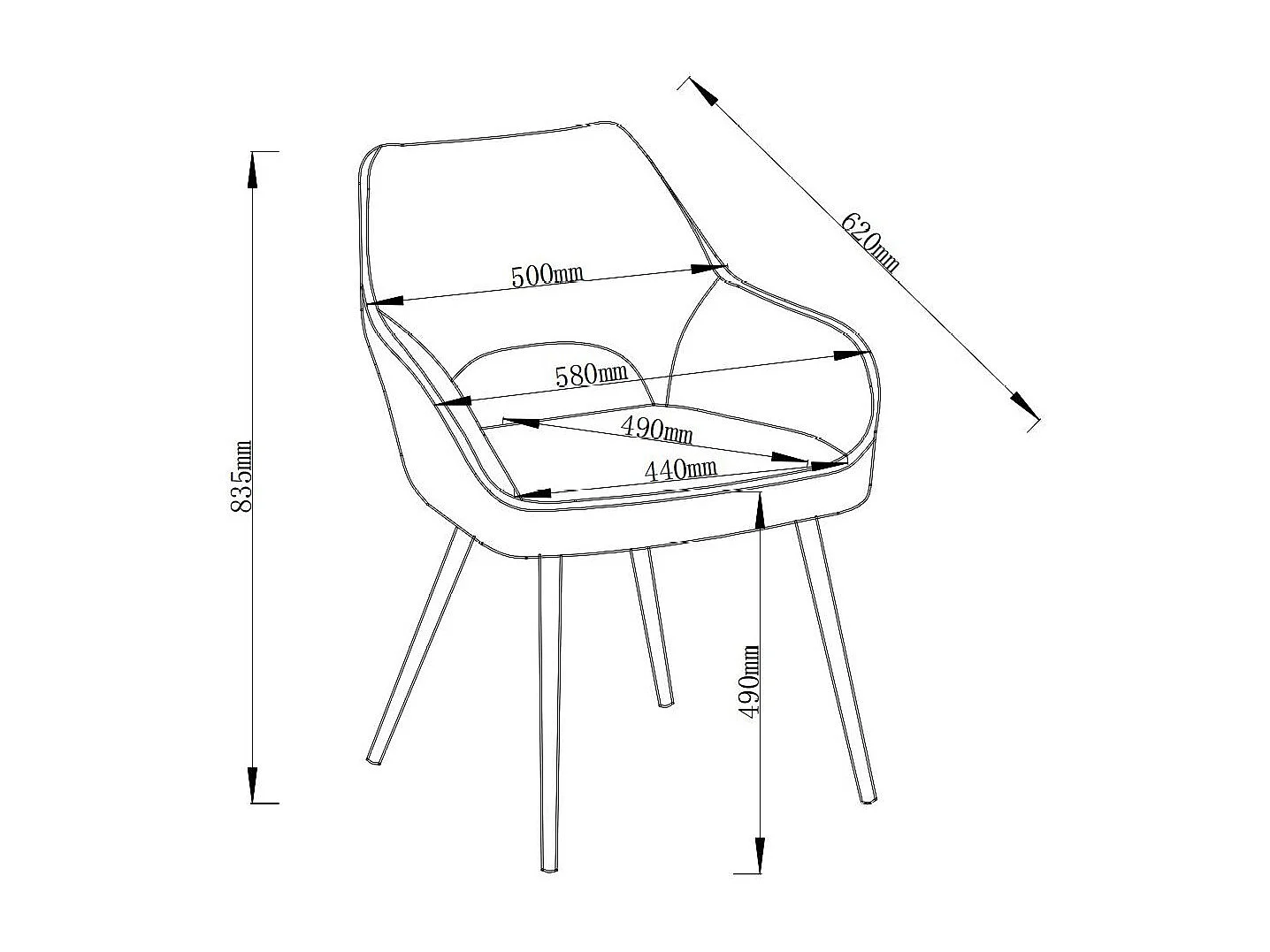 Lot de 2 chaises de salle à manger - tissu et métal - marron - TERON