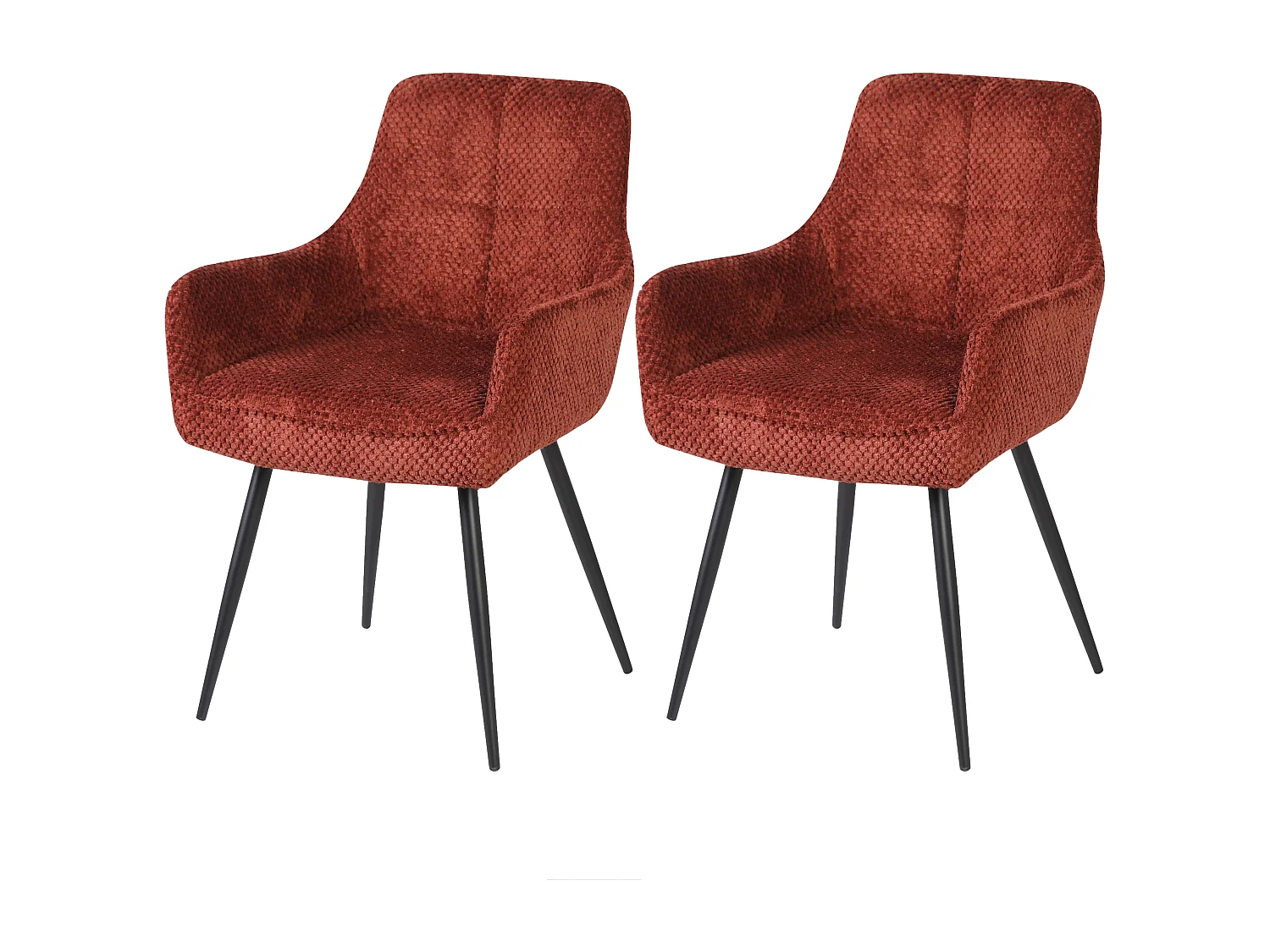 Lot de 2 chaises de salle à manger - tissu et métal - marron - ALOIS