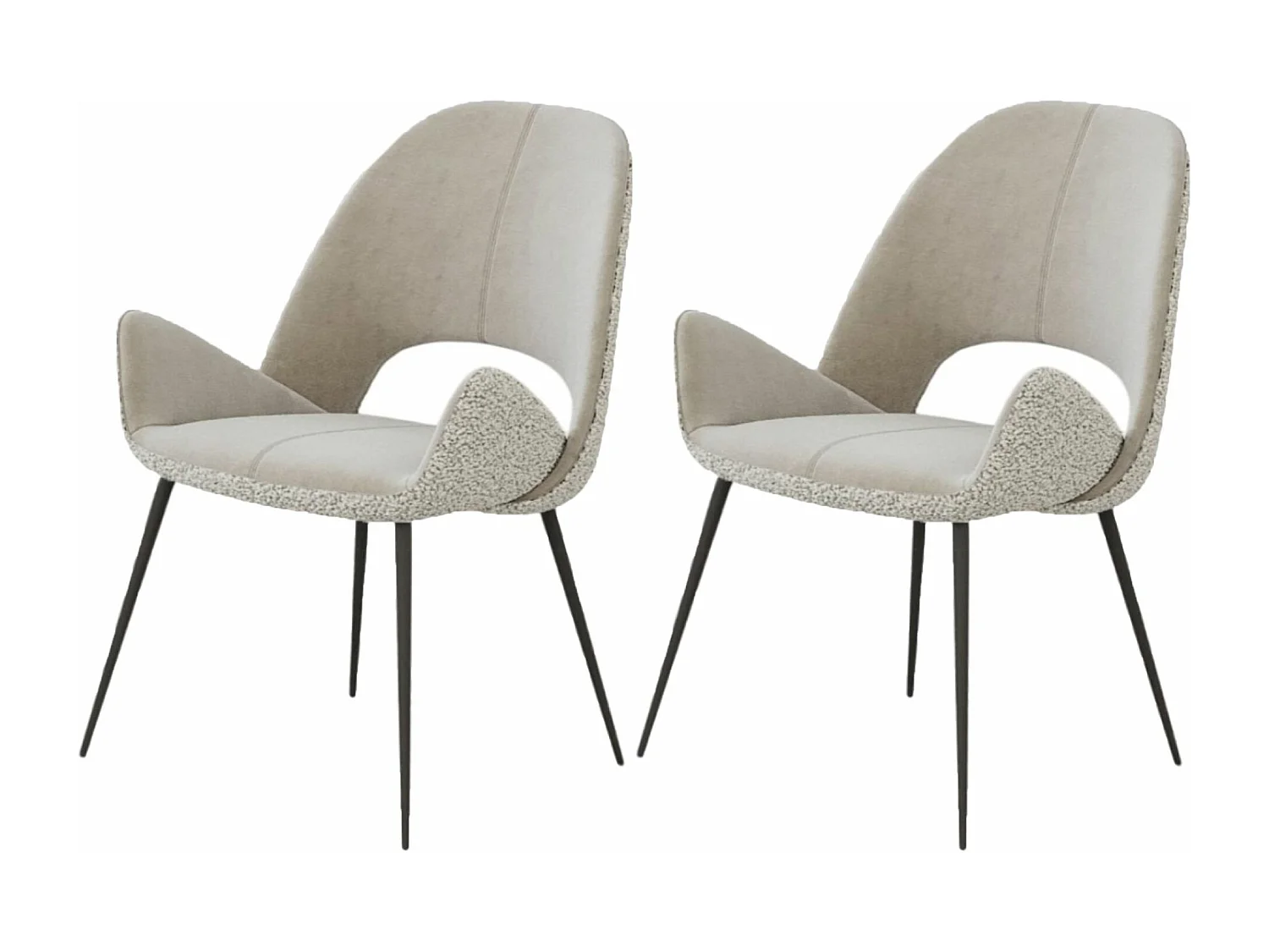 Lot de 2 chaises de salle à manger - tissu et métal - beige - GREGOR