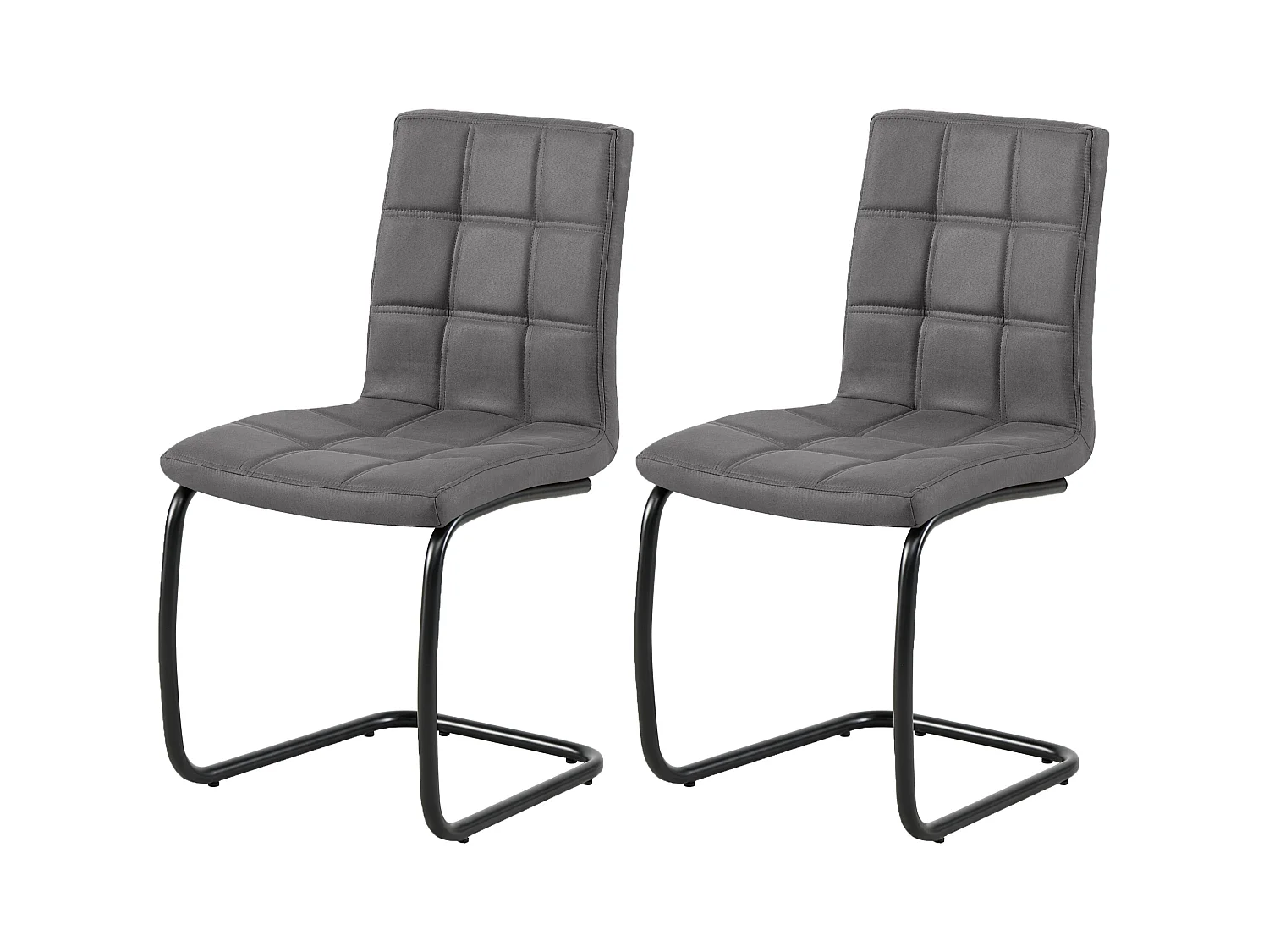 Esszimmerstuhl 2er-Set - Stoff und Metall - dunkelgrau - PARIANA
