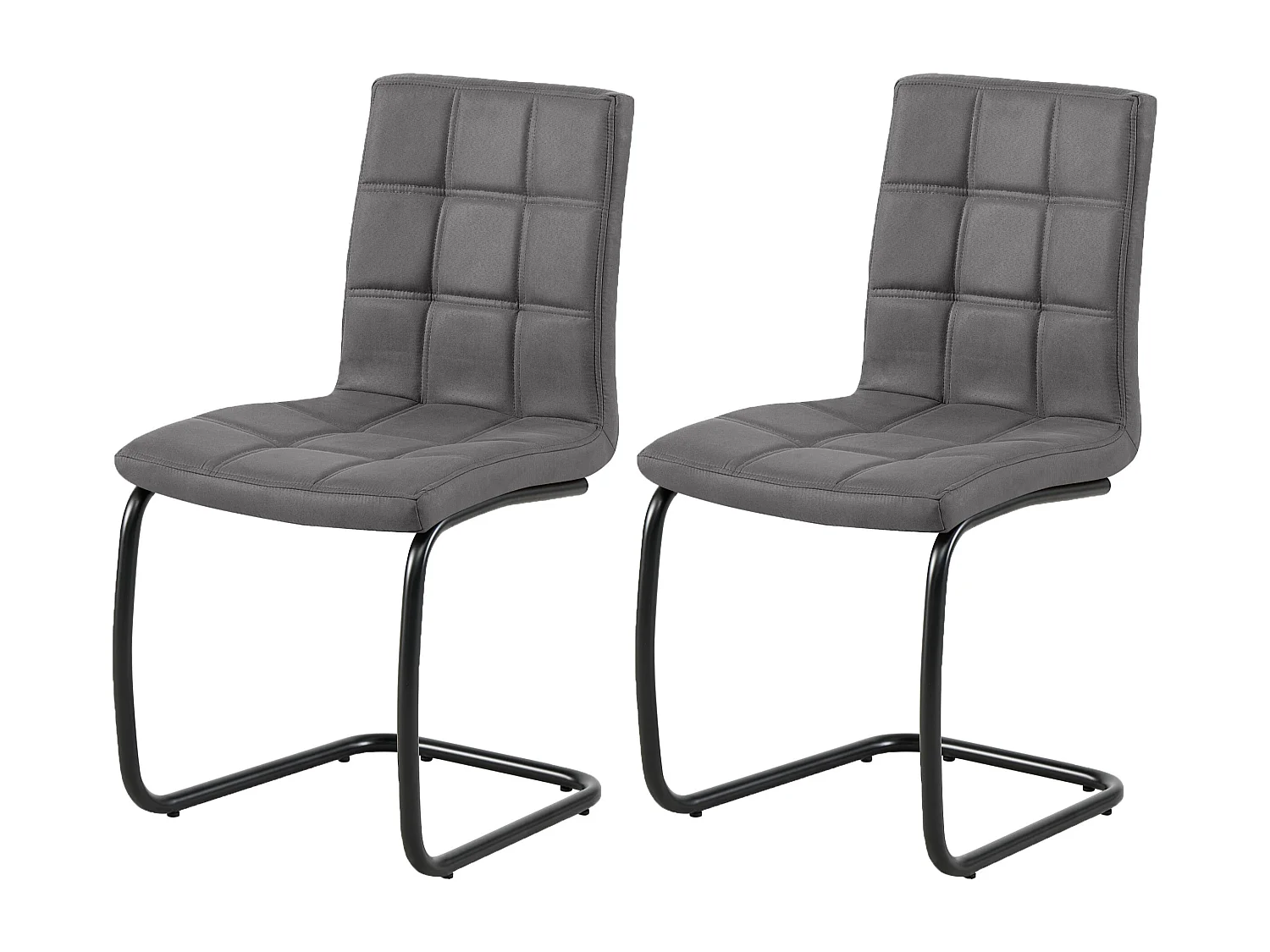 Lot de 2 chaises de salle à manger - tissu et métal - gris foncé - PARIANA
