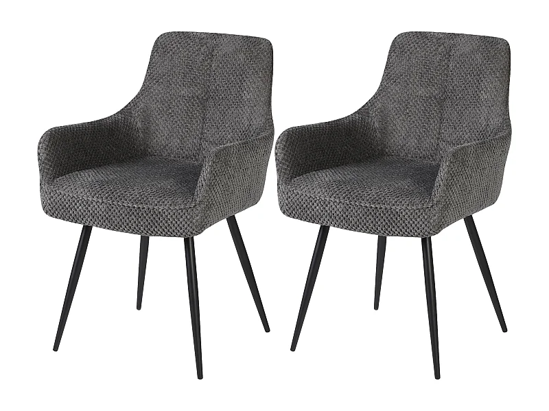 Conjunto de 2 cadeiras de jantar - tecido e metal - cinzento - ALOIS