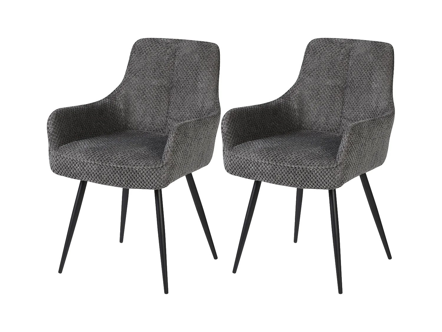 Eetkamerstoel set van 2 - stof en metaal - grijs - ALOIS