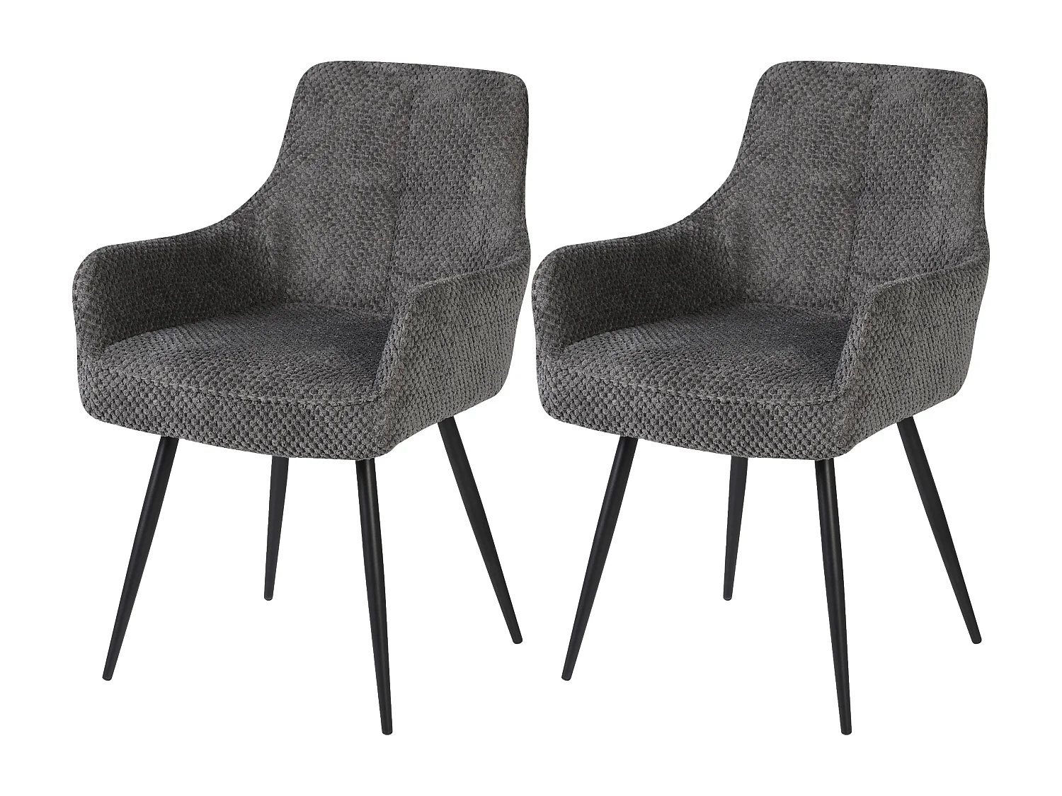Lot de 2 chaises de salle à manger - tissu et métal - gris - ALOIS