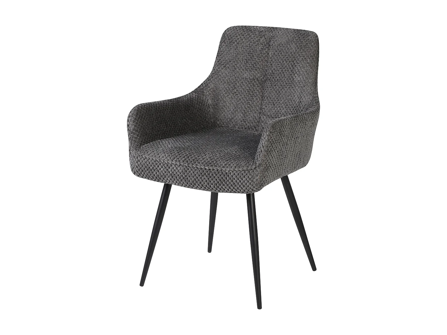 Lot de 2 chaises de salle à manger - tissu et métal - gris - ALOIS