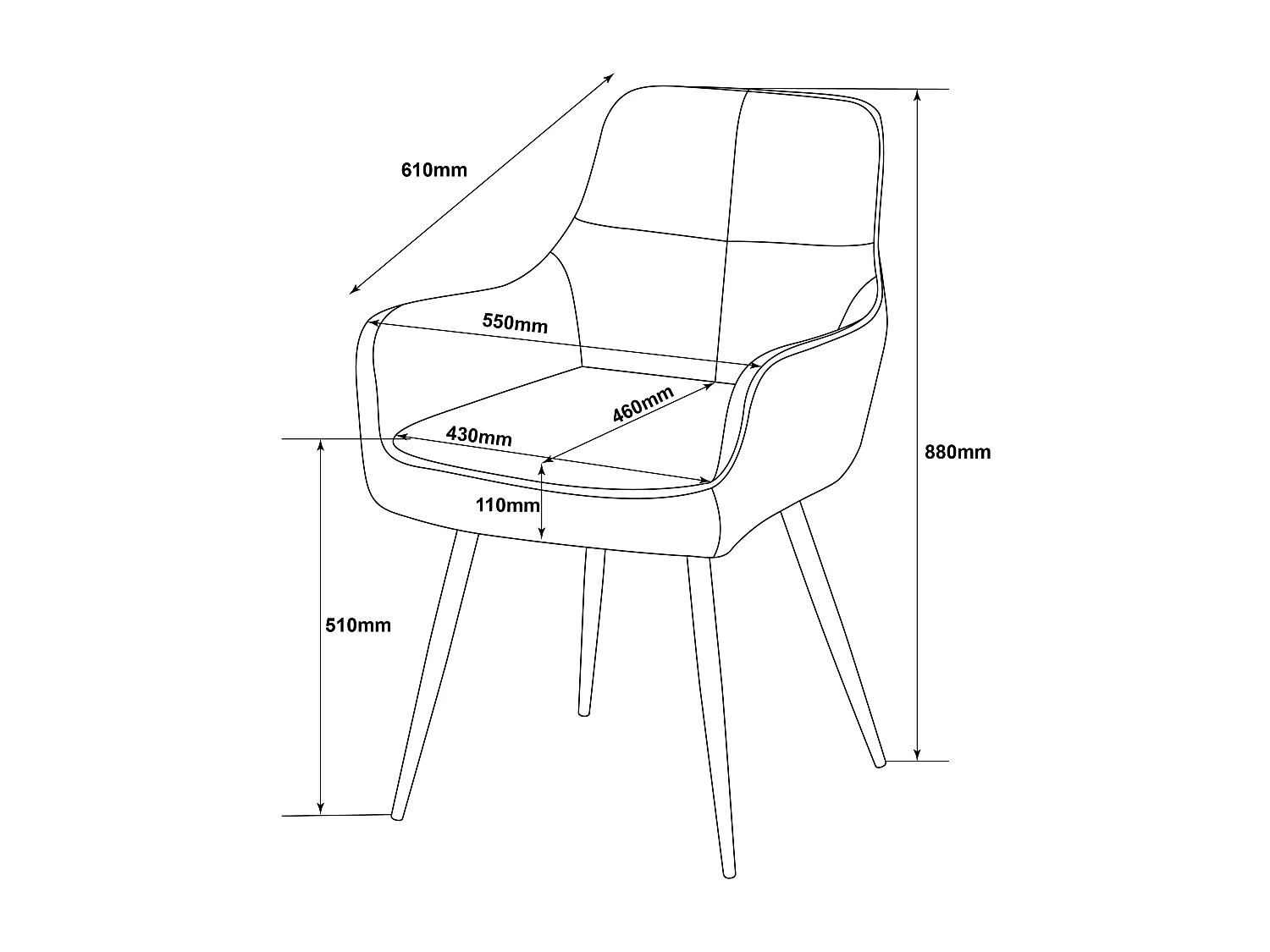Lot de 2 chaises de salle à manger - tissu et métal - gris - ALOIS