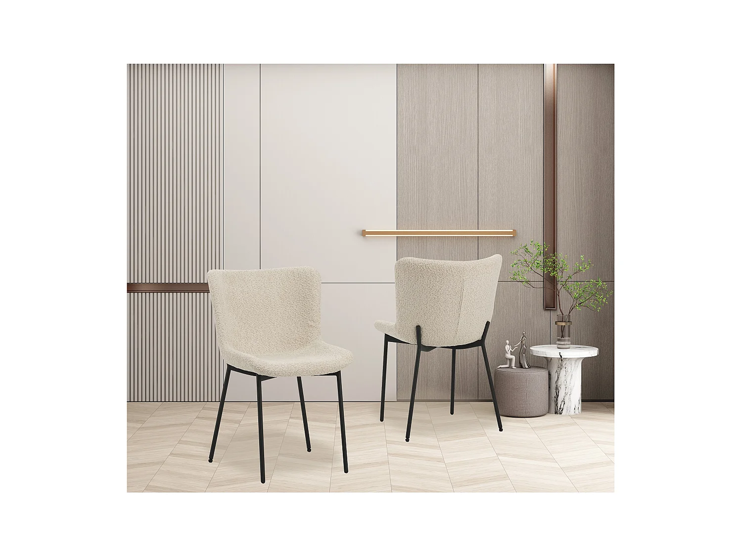 Eetkamerstoel set van 4 - stof & metaal - beige - VALET