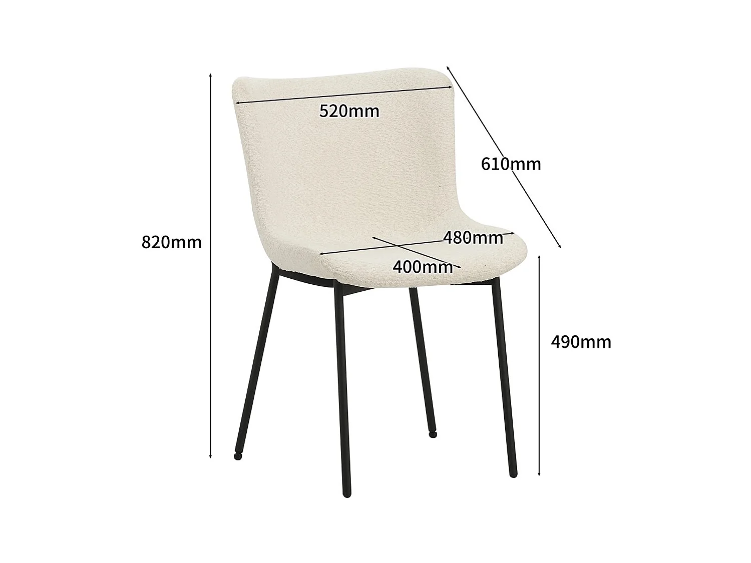 Eetkamerstoel set van 4 - stof & metaal - beige - VALET