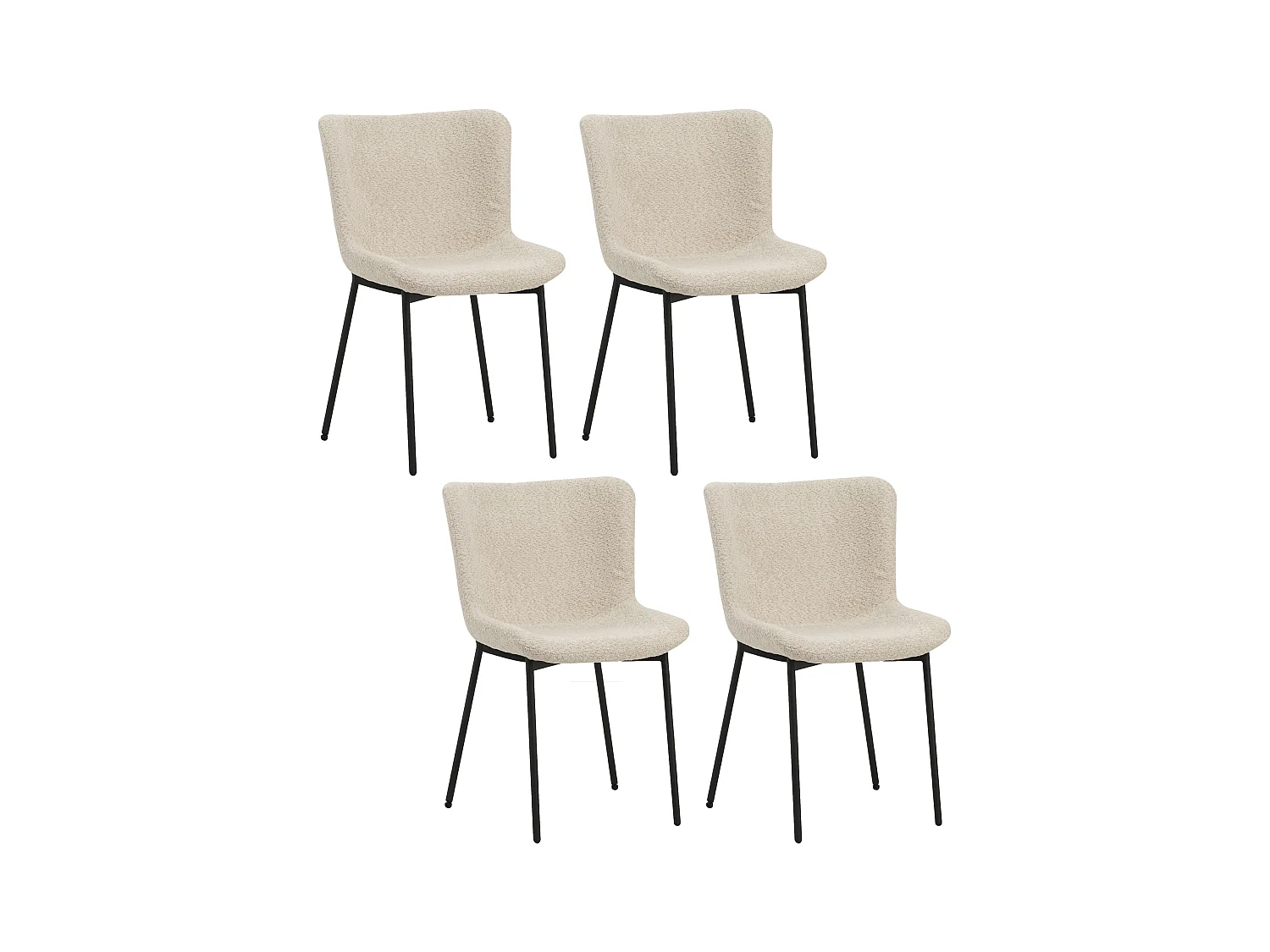 Lot de 4 chaises de salle à manger - tissu et métal - beige - VALET
