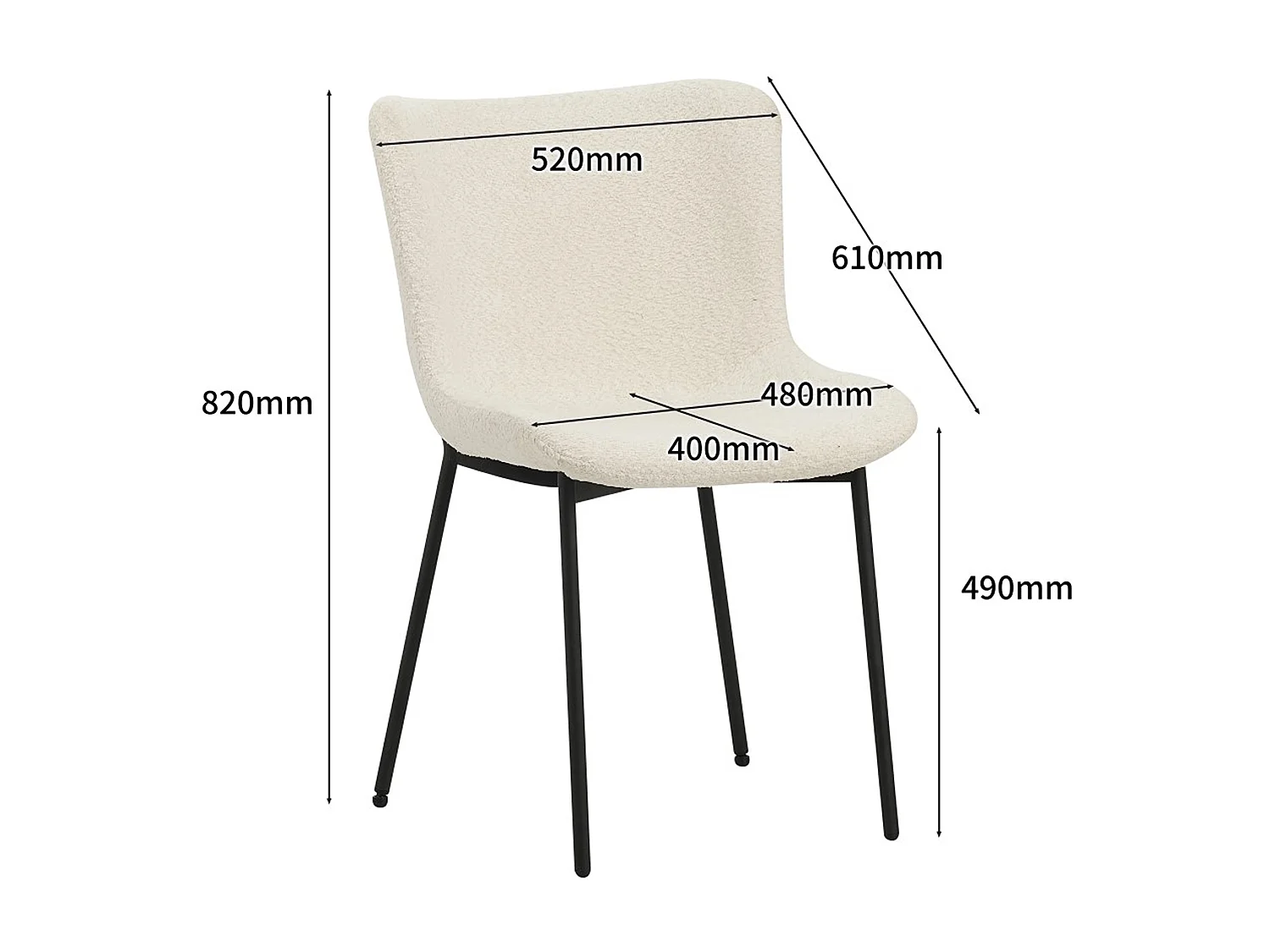 Lot de 4 chaises de salle à manger - tissu et métal - beige - VALET