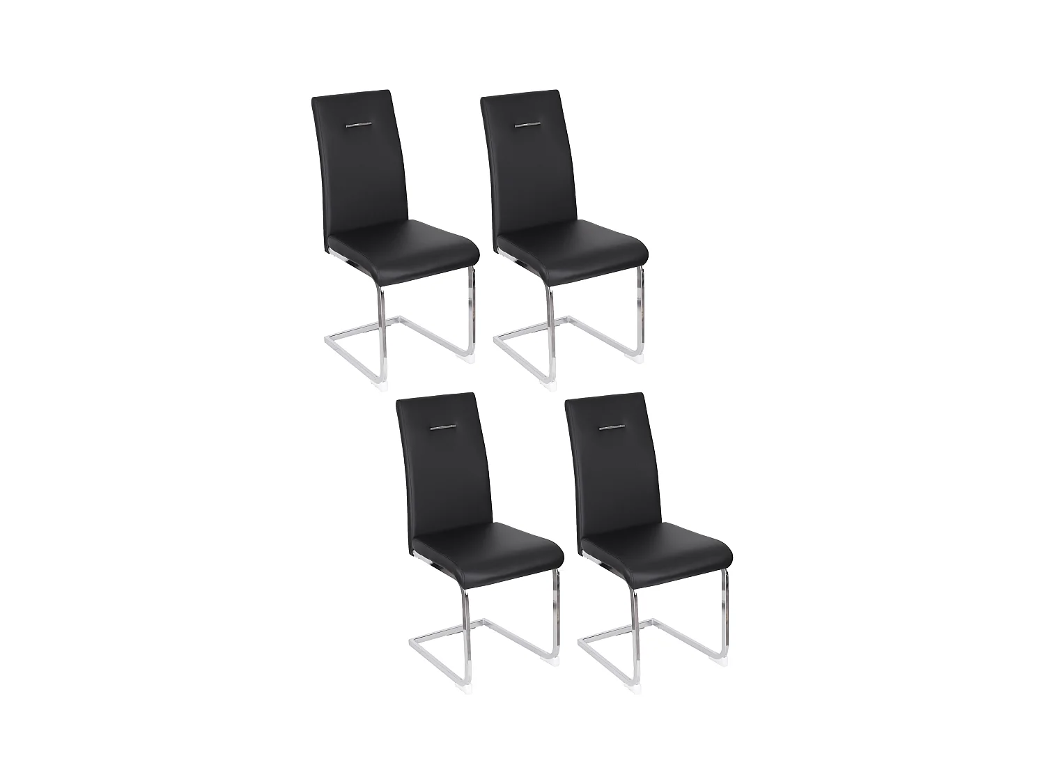 Lot de 4 chaises de salle à manger - cuir synthétique - noir - MARTHA