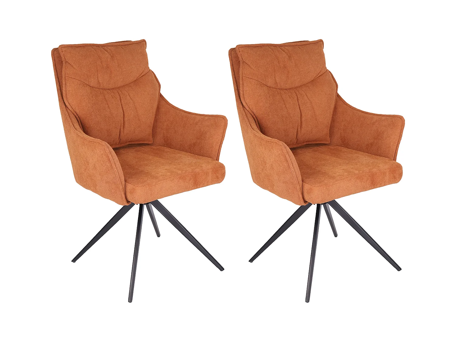 Lot de 2 chaises de salle à manger - tissu et métal - marron - AMPLUS