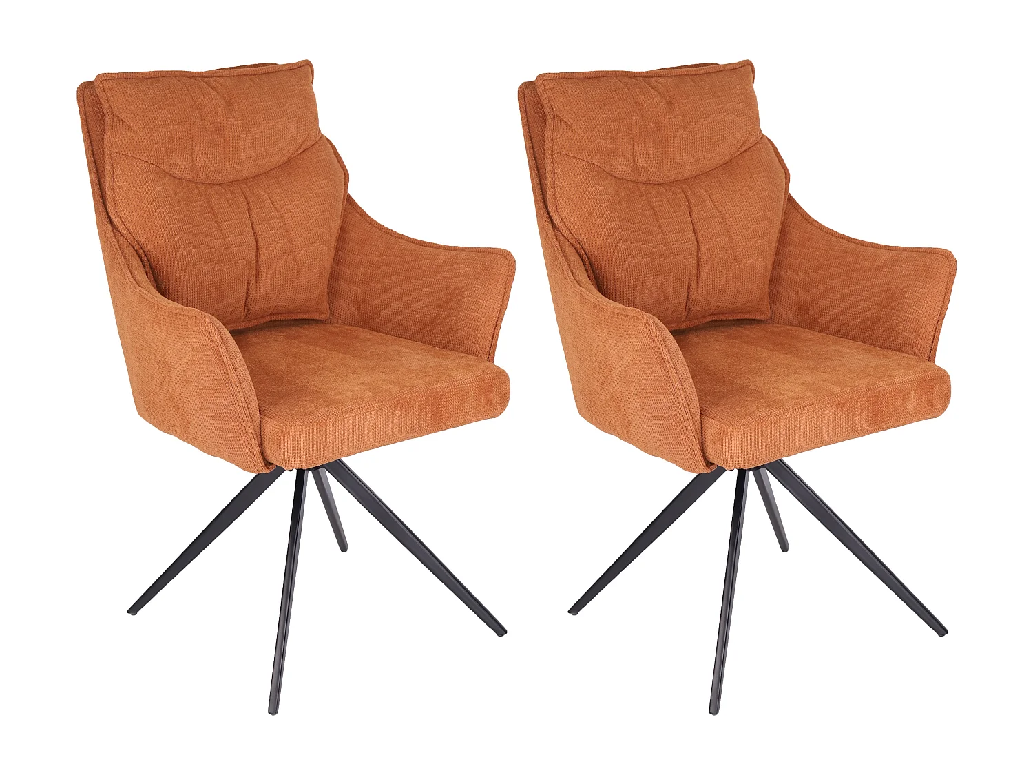 Eetkamerstoel set van 2 - stof & metaal - bruin - AMPLUS