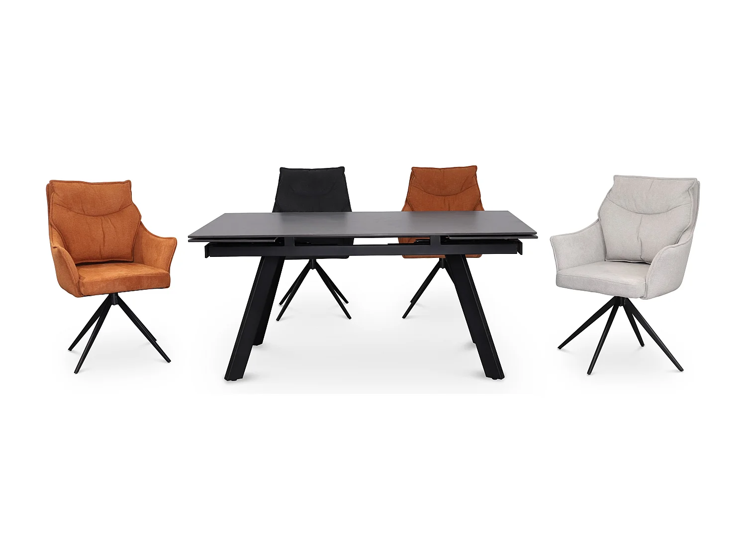 Eetkamerstoel set van 2 - stof & metaal - bruin - AMPLUS