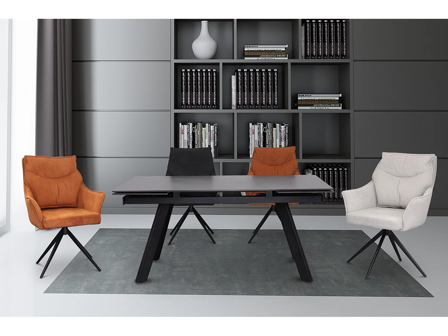 Eetkamerstoel set van 2 - stof & metaal - bruin - AMPLUS