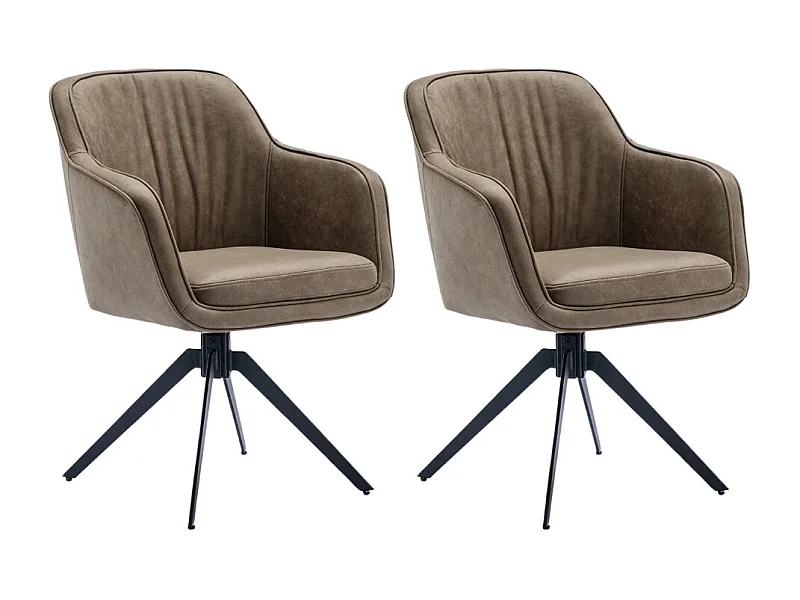 Conjunto de 2 cadeiras de jantar - Tecido e metal - Castanho - SAGO