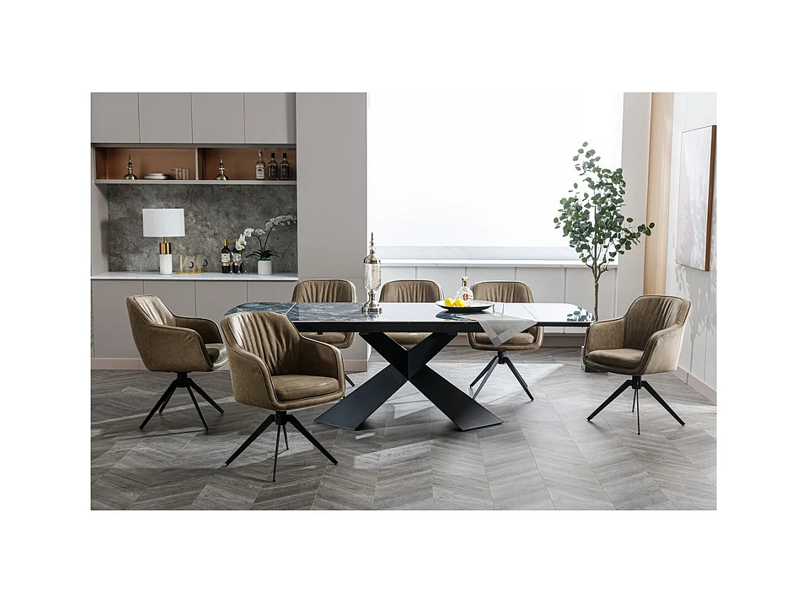 Eetkamerstoel set van 2 - stof & metaal - bruin - SAGO