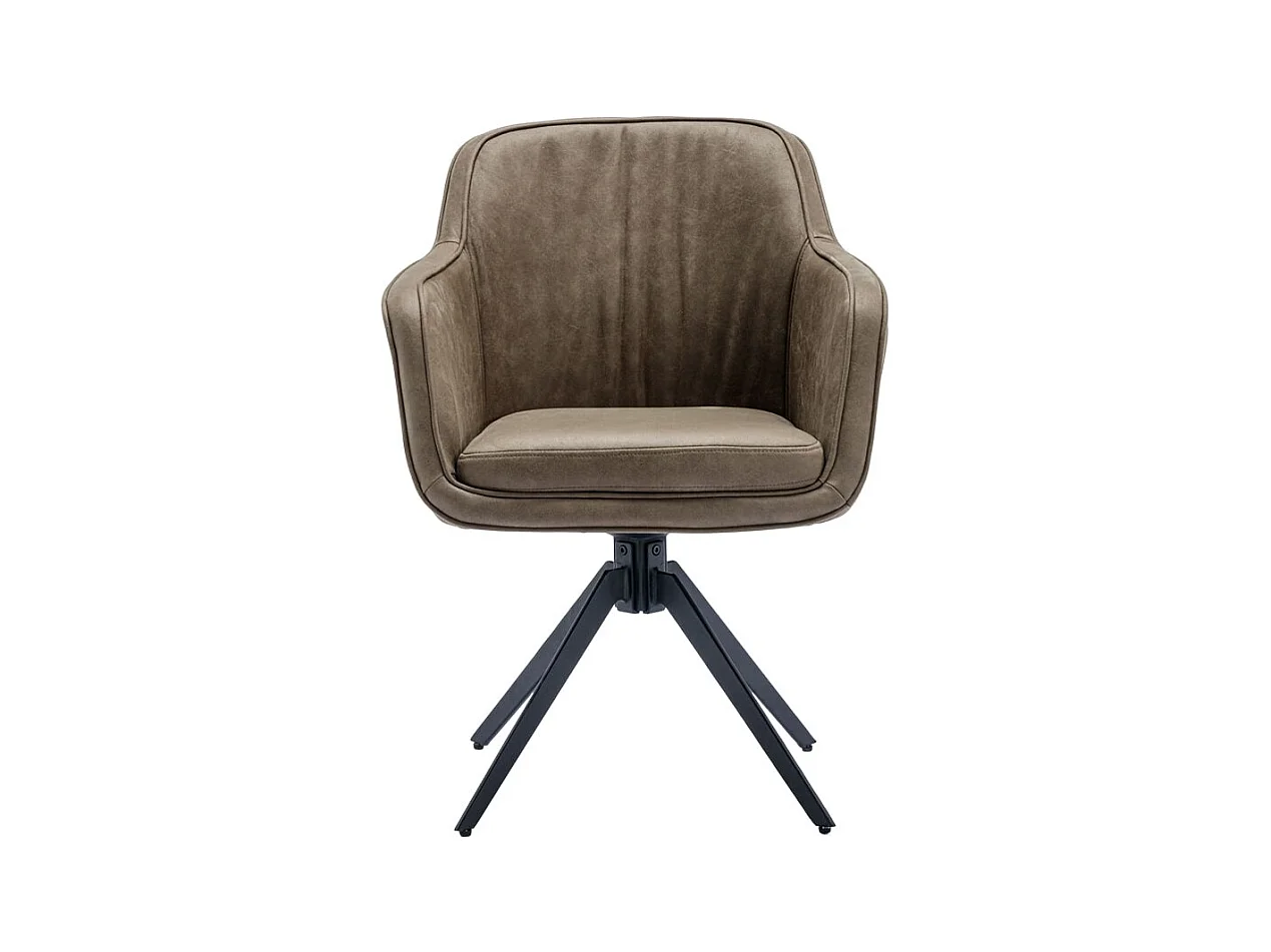 Lot de 2 chaises de salle à manger - Tissu et métal - Marron - SAGO