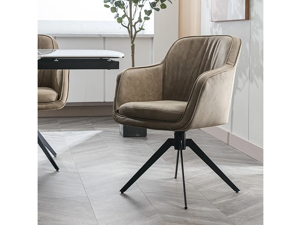 Lot de 2 chaises de salle à manger - Tissu et métal - Marron - SAGO