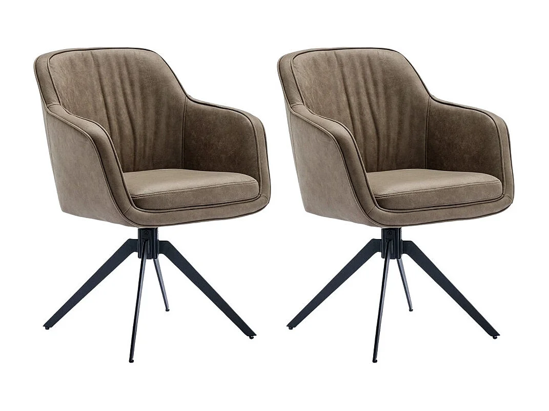 Eetkamerstoel set van 2 - stof & metaal - bruin - SAGO