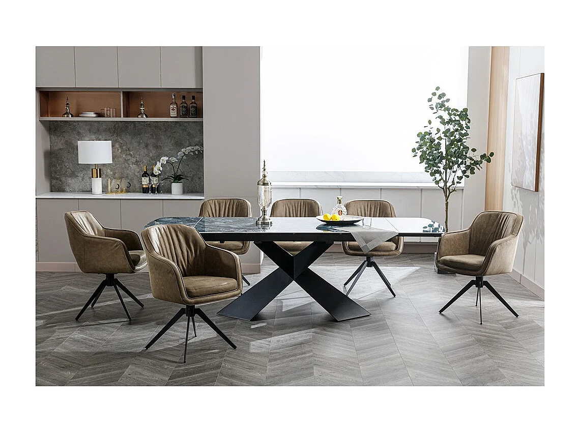 Eetkamerstoel set van 2 - stof & metaal - bruin - SAGO