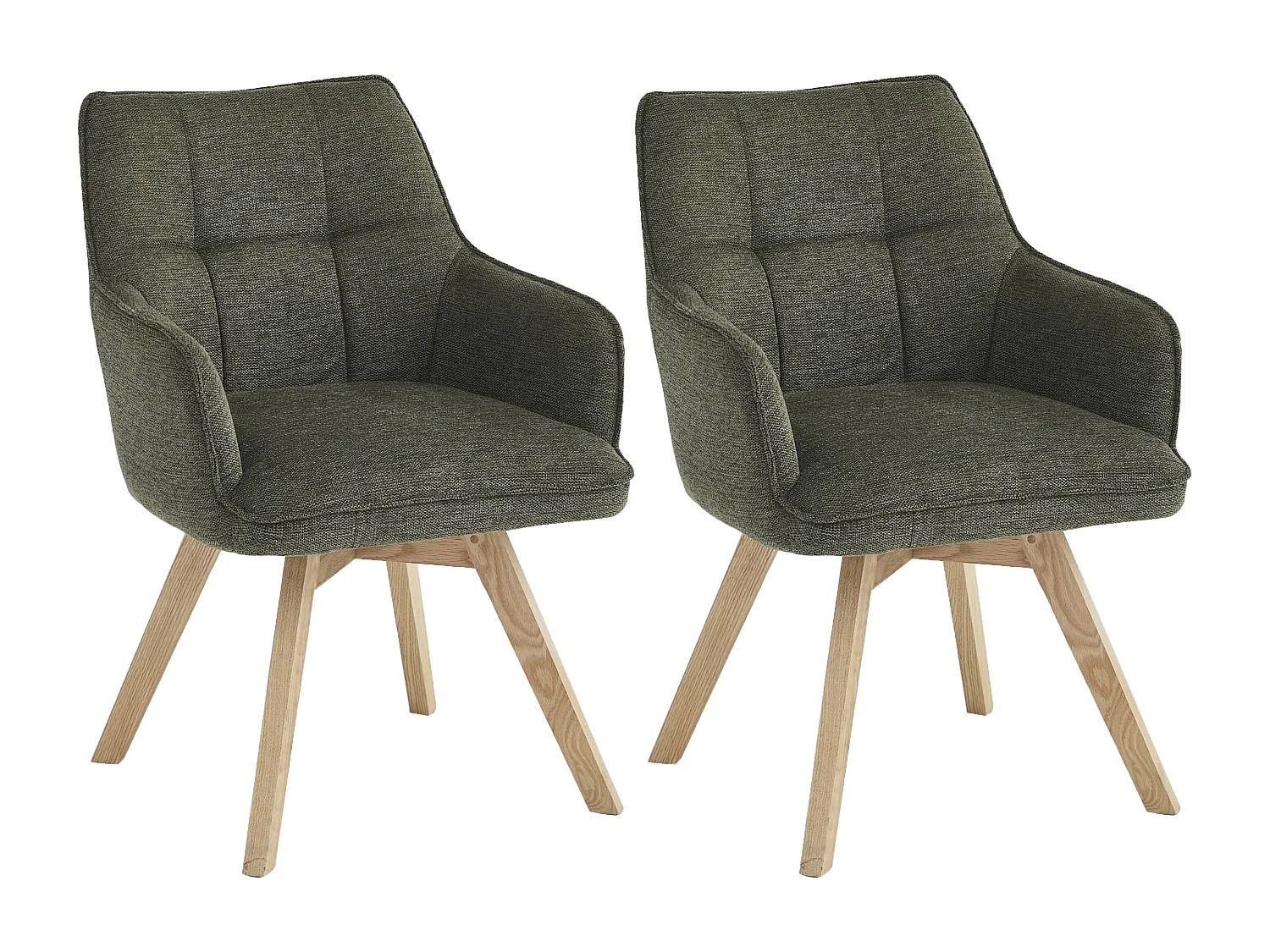 Lot de 2 chaises de salle à manger - tissu et métal - vert - VINAL