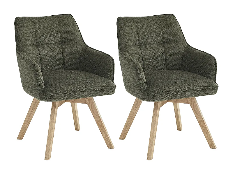 Lot de 2 chaises de salle à manger - tissu et métal - vert - VINAL