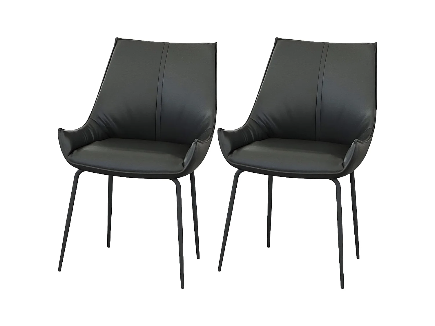 Esszimmerstuhl 2er-Set - Leder - schwarz - PERKO