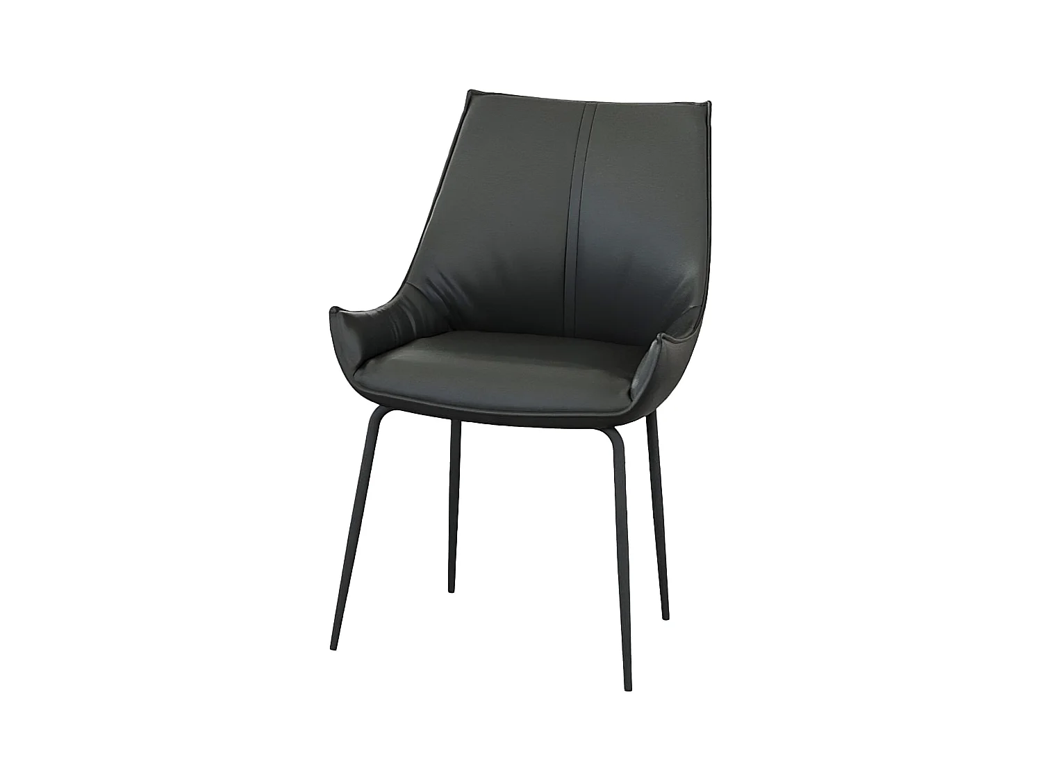 Esszimmerstuhl 2er-Set - Leder - schwarz - PERKO