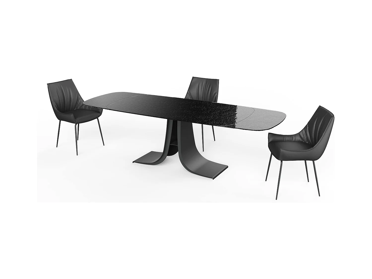 Esszimmerstuhl 2er-Set - Leder - schwarz - PERKO